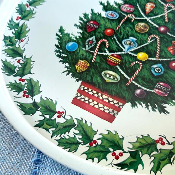 Vintage Christmas Tree Metal Serving Tray – 13” Holiday Barware Decor - Picture 6 of 8